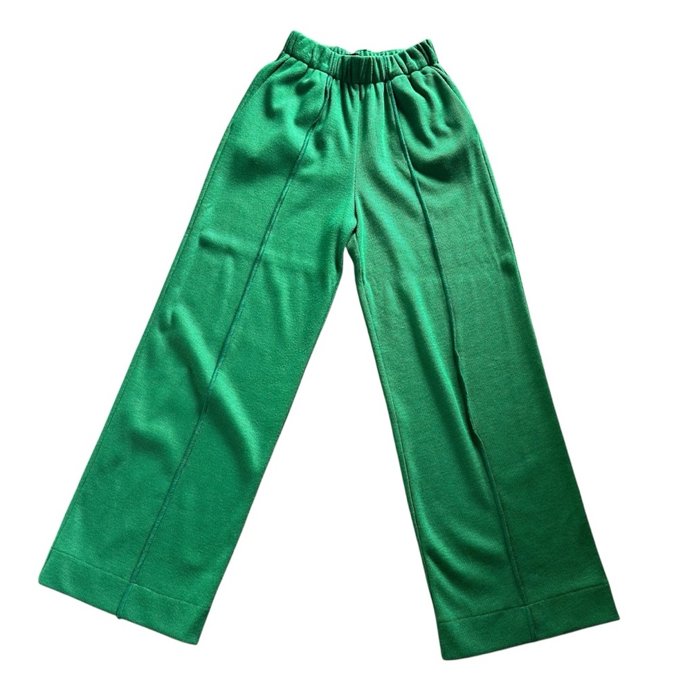 ✨Emerald Green Angora Blend Knit Set | Asymmetrical Top + Wide-Leg Pants Size M✨ - Picture 6 of 16